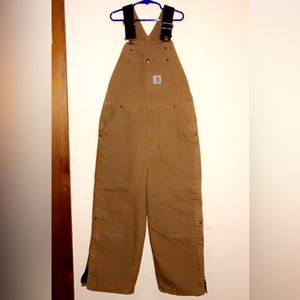 Boys size 10 carhartt bibs with black insulation.